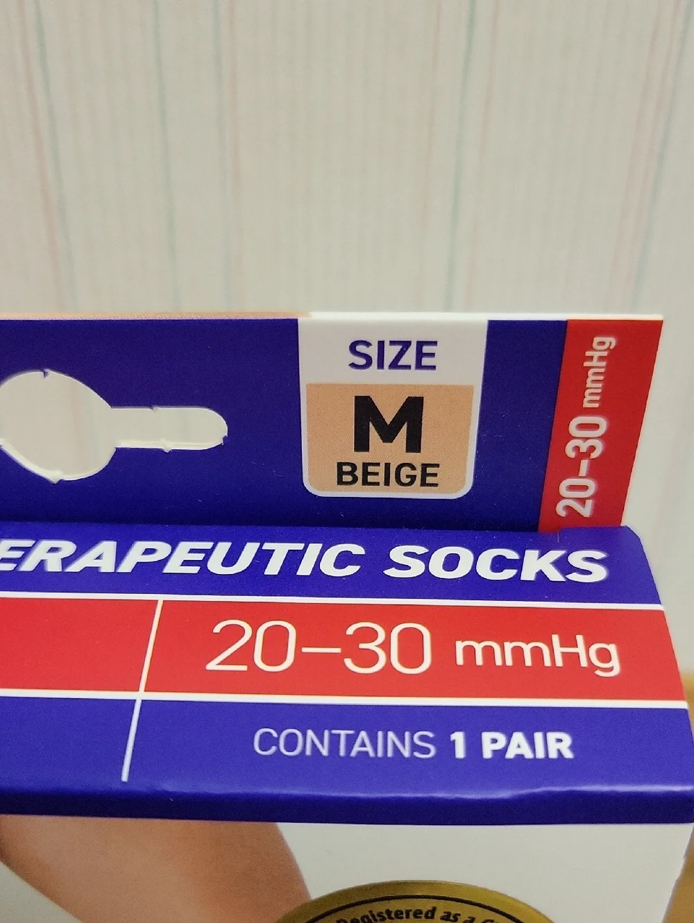 Knee High Therapeutic Socks - Beige (Firm 20-30 mmHg) Medium New Compression